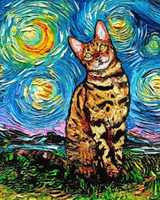 Starry Night Cat Diamond Painting