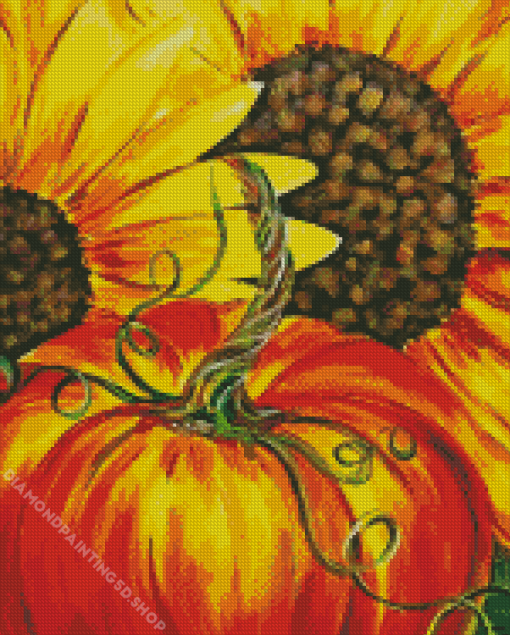 Sunflowers And Pumpkin Diamond Painting