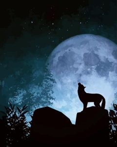 Wolf With Moon Diamond Painting