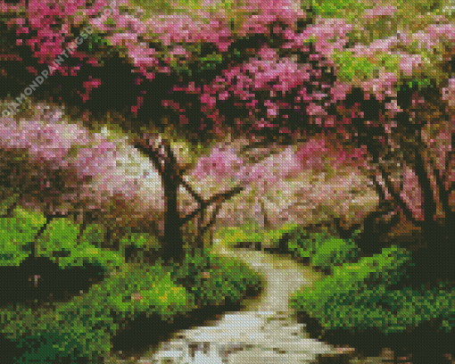 Flower By River Diamond Painting