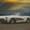 White 1960 Corvette Diamond Painting