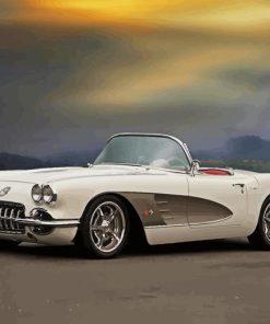 White 1960 Corvette Diamond Painting