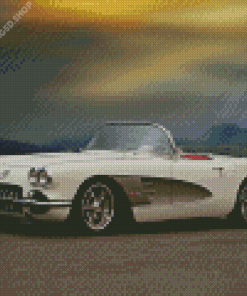 White 1960 Corvette Diamond Painting