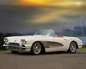 White 1960 Corvette Diamond Painting