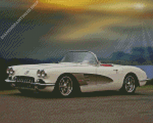 White 1960 Corvette Diamond Painting