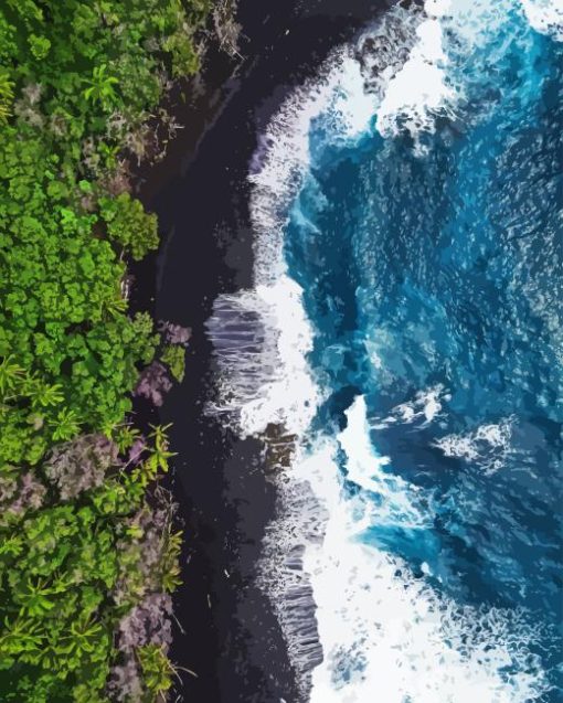 Black Sand Beach Diamond Painting