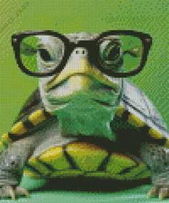 Turtle With Glasses Diamond Painting