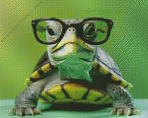 Turtle With Glasses Diamond Painting