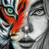 Half Tiger Woman Diamond Painting