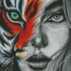 Half Tiger Woman Diamond Painting