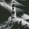 Black And White Lighthouse Diamond Painting