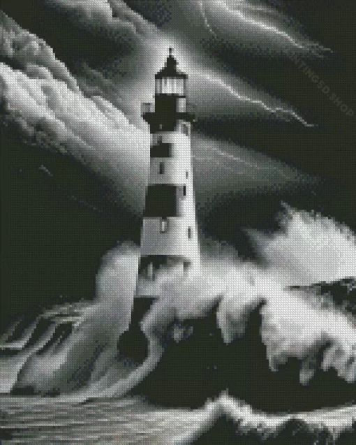 Black And White Lighthouse Diamond Painting