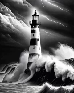 Black And White Lighthouse Diamond Painting