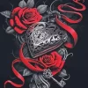 Gothic Heart Roses Diamond Painting