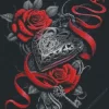 Gothic Heart Roses Diamond Painting