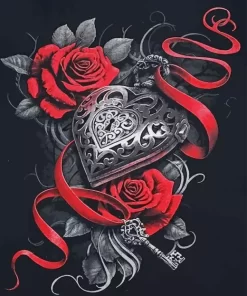 Gothic Heart Roses Diamond Painting