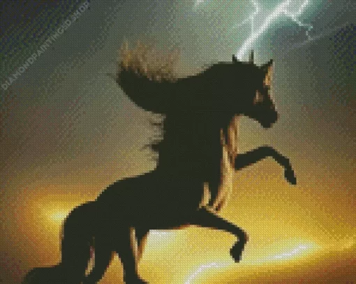 Horse With Lightning Diamond Painting