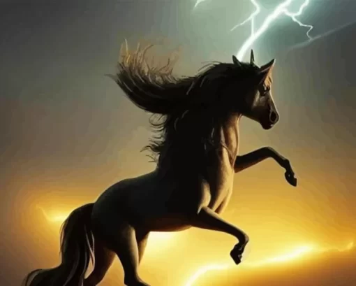 Horse With Lightning Diamond Painting