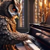 Owl Playing Piano Diamond Painting