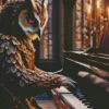 Owl Playing Piano Diamond Painting