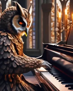 Owl Playing Piano Diamond Painting