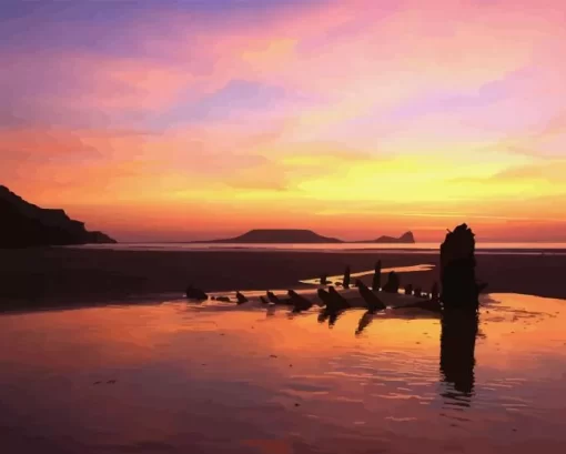 Worms Head Rhossili Diamond Painting