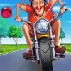 Lady On Motorcycle Diamond Painting