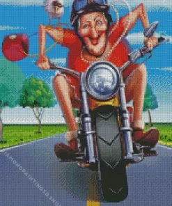 Lady On Motorcycle Diamond Painting