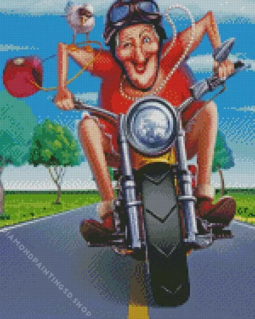 Lady On Motorcycle Diamond Painting