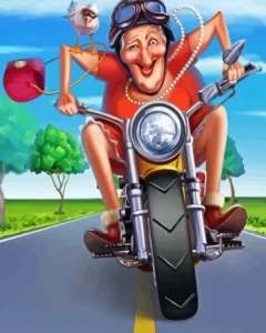 Lady On Motorcycle Diamond Painting