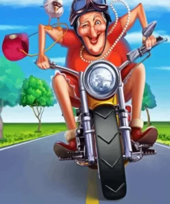 Lady On Motorcycle Diamond Painting