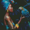 Woman And Parrot Diamond Painting