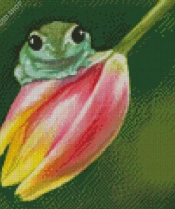 Frog On Tulip Diamond Painting