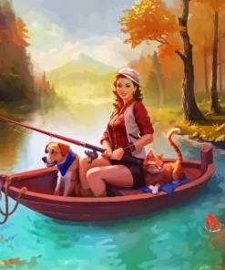 Girl Fishing Diamond Painting