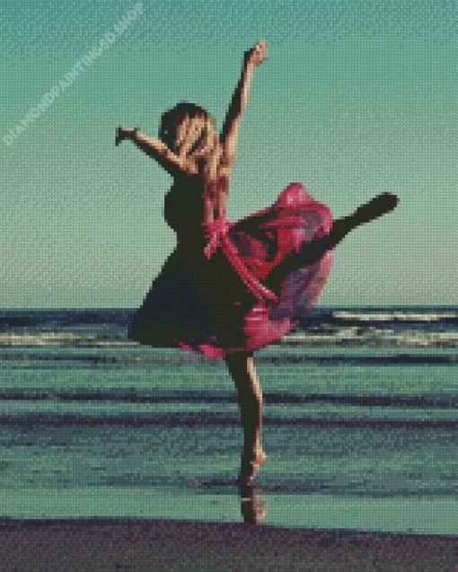 Ballerina On Beach Diamond Painting