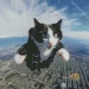 Cat Skydiving Diamond Painting