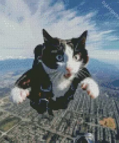 Cat Skydiving Diamond Painting