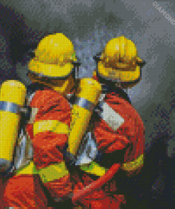 Fireman Fighting Fire Diamond Painting