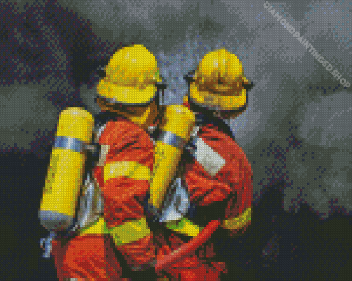 Fireman Fighting Fire Diamond Painting