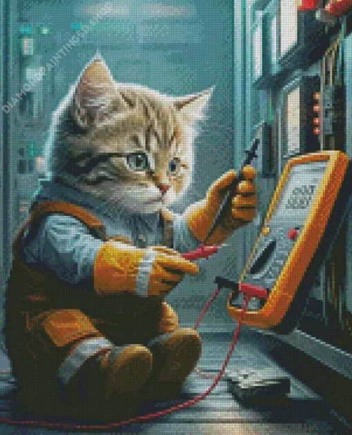 Electrician Cat Diamond Paintings