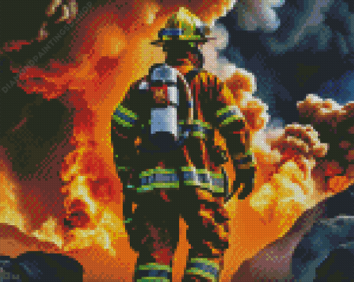 Fire Fighter Man Diamond Painting