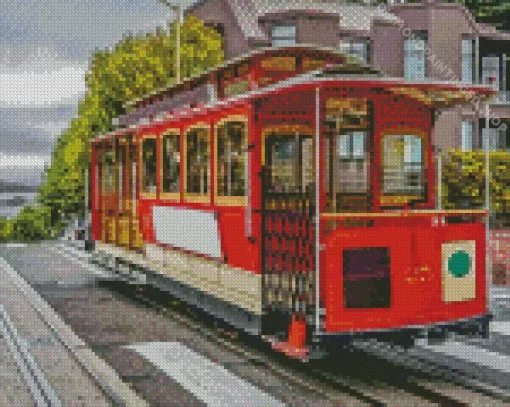 Red Cable Car Diamond Painting