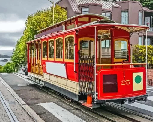 Red Cable Car Diamond Painting