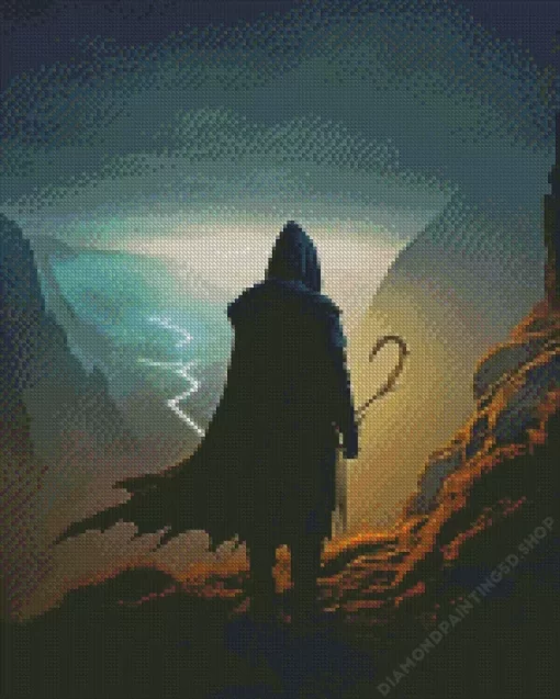 The Hooded Archer Of The Cliff Diamond Painting