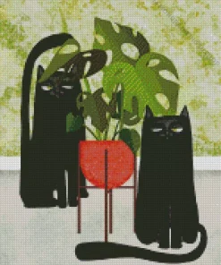 Cats And Plant Diamond Painting