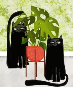 Cats And Plant Diamond Painting