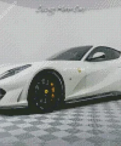 White Ferrari 812 Diamond Painting