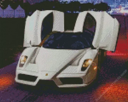 White Ferrari Diamond Painting