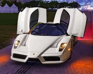 White Ferrari Diamond Painting