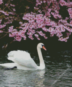 Cherry And Swan Diamond Painting